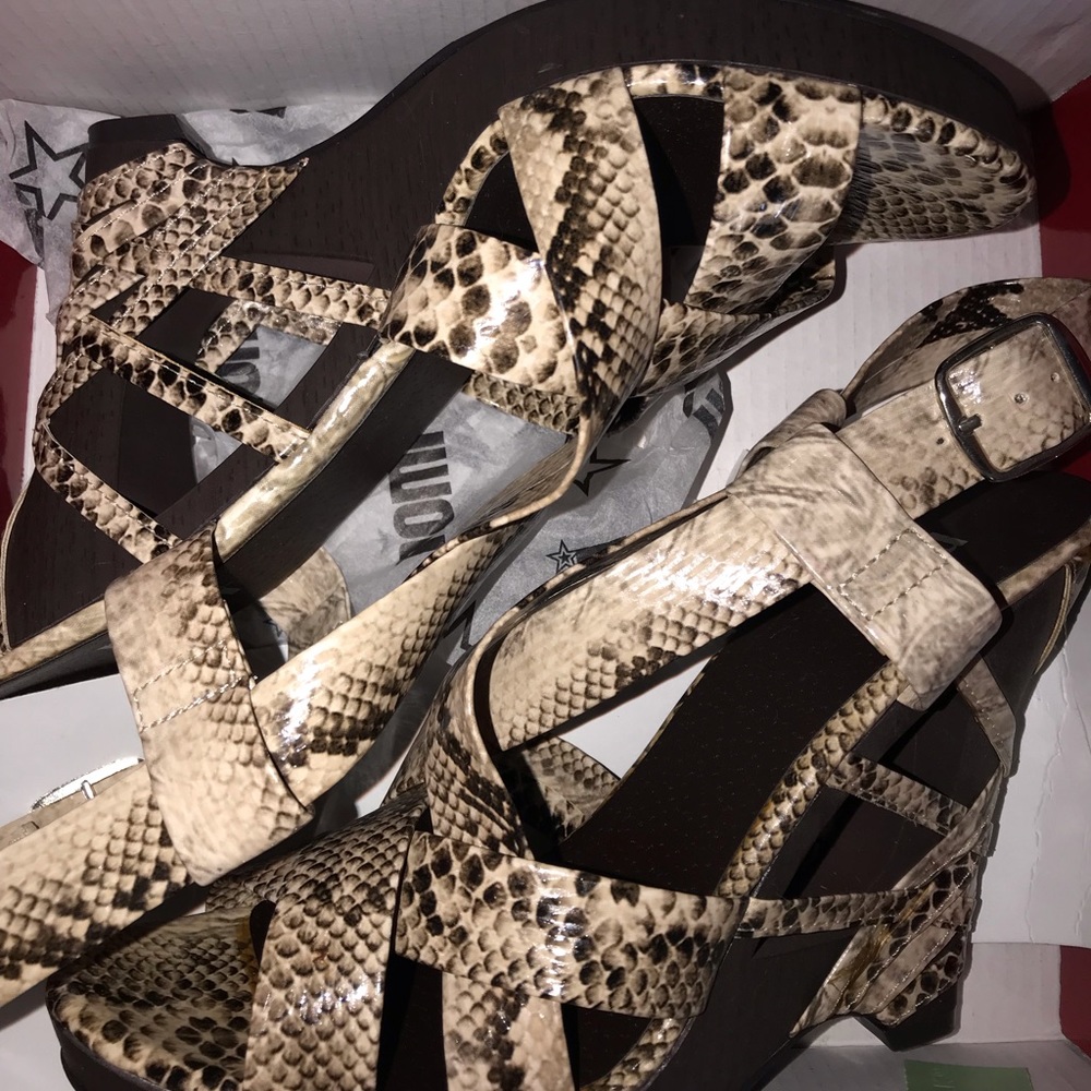 Brand new snake skin style wedge sandals